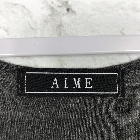 Aime Gray Drop Waist Peplum Tunic Mini Dress S - Picture 4 of 5